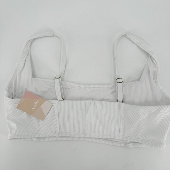 Andie White Havana Ribbed Adjustable Strap Pull Over XXL Swim Bikini Top NEW - Picture 5 of 7